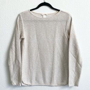 H&M Women’s Ivory Jacquard-Patterned Long Sleeve Top